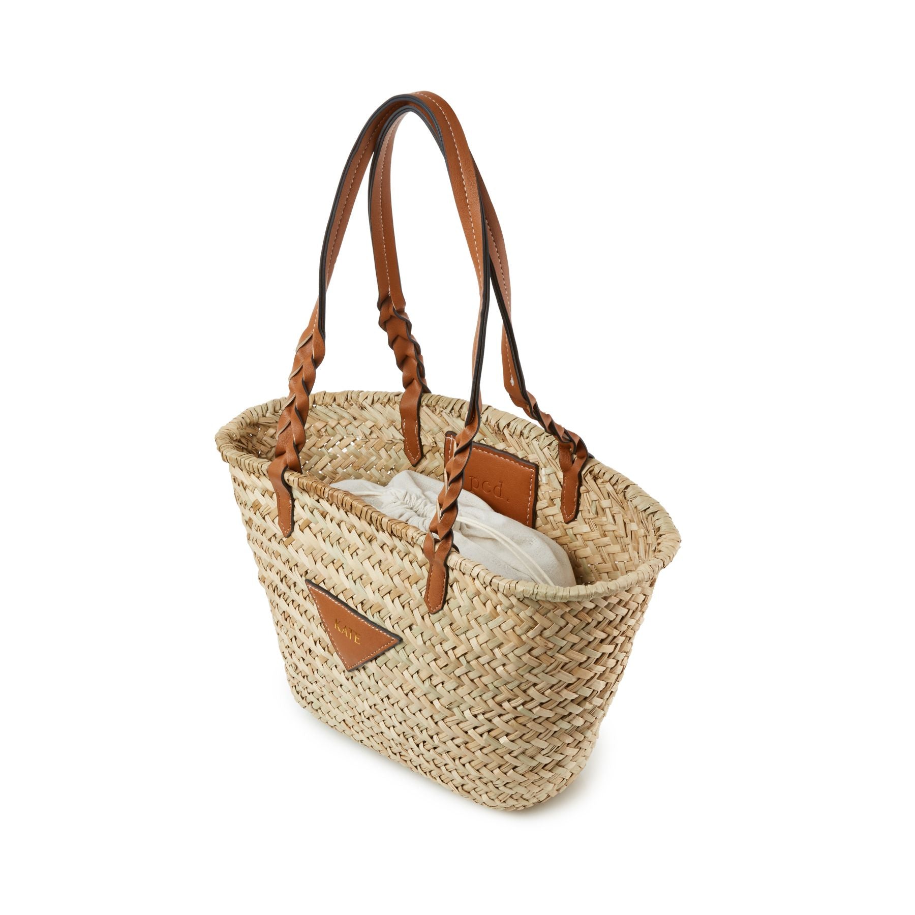 pcd. Patch Raffia Tote Bag