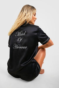 Personalized Ladies Black Maid of Honour PJ Set