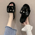 Load image into Gallery viewer, Personalized Embellished Slippers - Black
