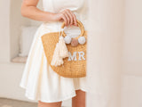 Pom Pom Raffia Bag