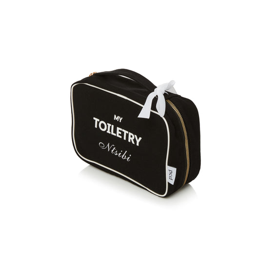 2 Piece Large Cotton Toiletry Bag - Black