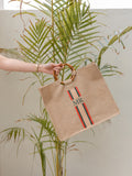 XLarge Personalized Burlap Tote with Bamboo Handles