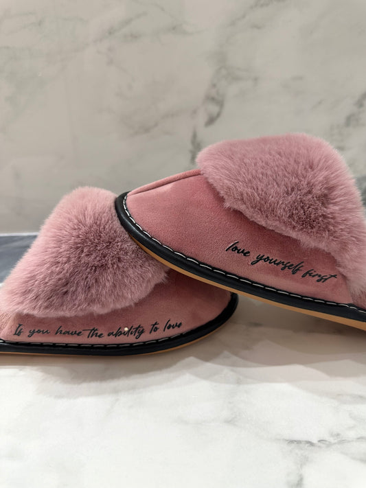 Valentines Day Slippers- if you have the ability to love, love yourself first.