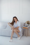 Load image into Gallery viewer, White Ladies Personalized PJ sets - love you too the moon and back
