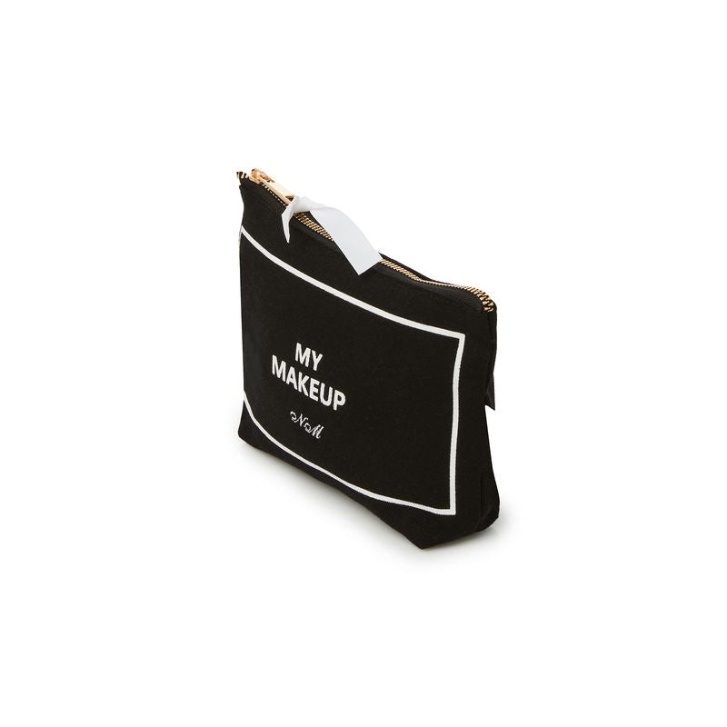 Black Cotton Canvas Makeup Pouch