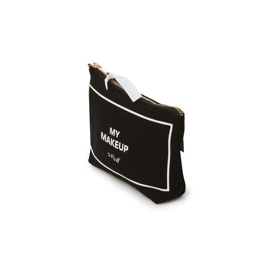 Black Cotton Canvas Makeup Pouch