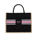 Load image into Gallery viewer, Nautical Large Personalized Waterproof Burlap Tote - Pink
