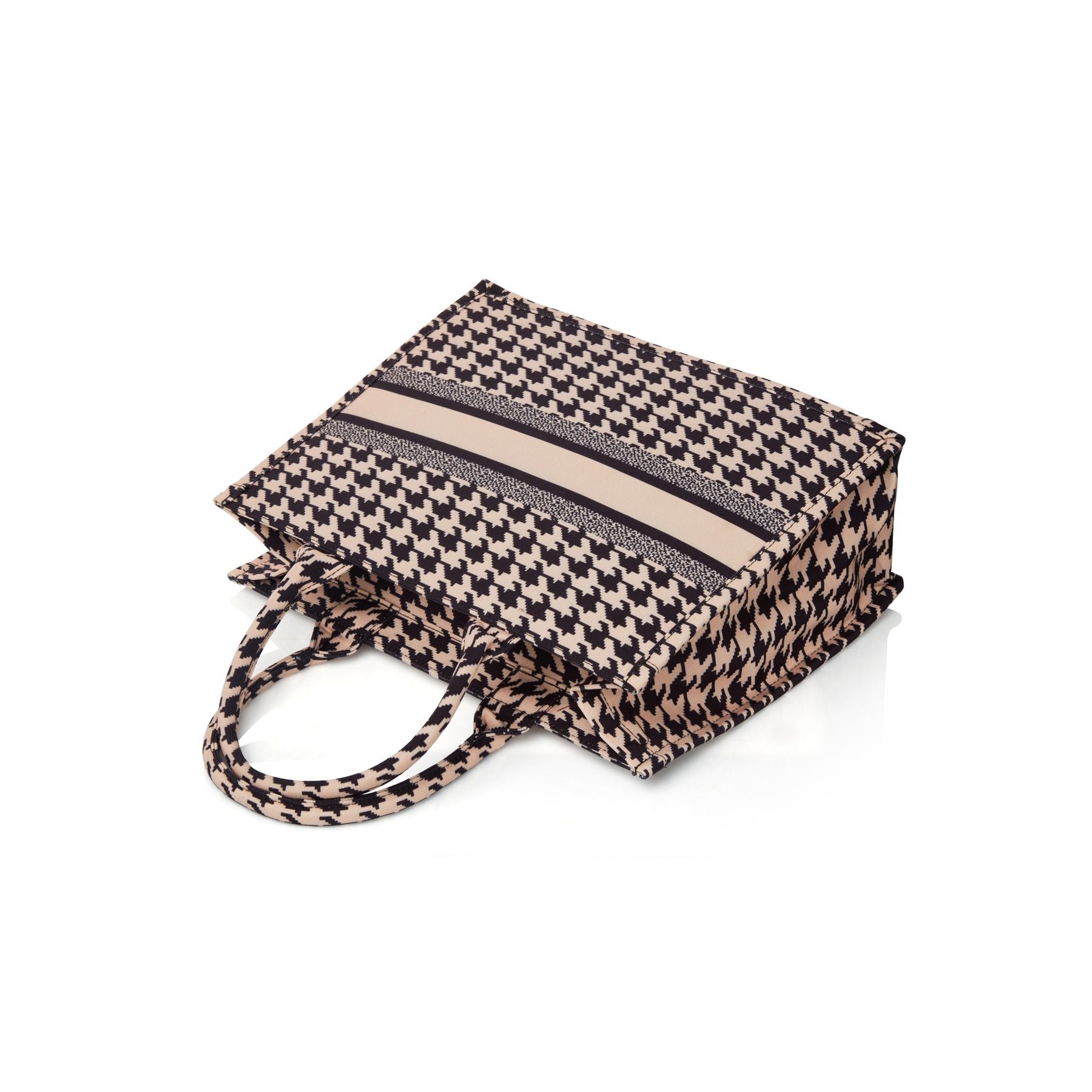 pcd. Bella Tote - Black and Beige Houndstooth