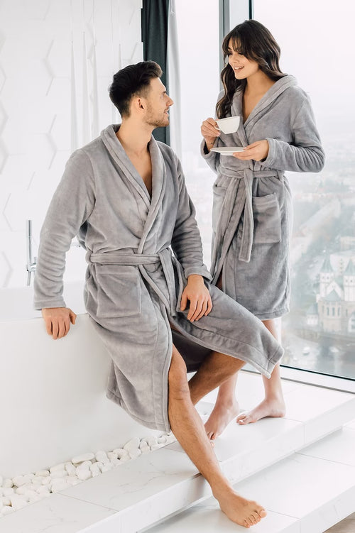 Couple's Gowns Sets - Light Grey