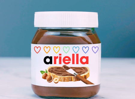 Personalized Nutella Jar - Red Outlined Hearts