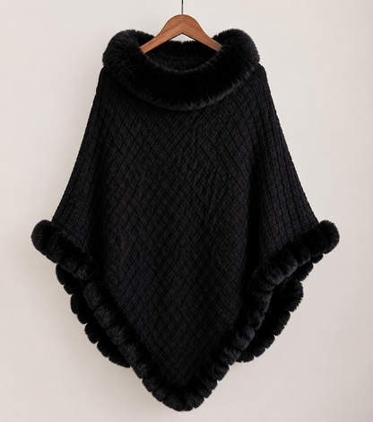 Limited Edition Faux Fur Poncho - Black