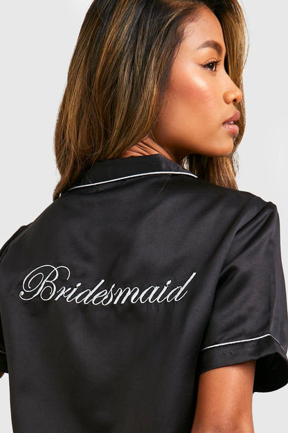Personalized Ladies Black Bridesmaid Pj set