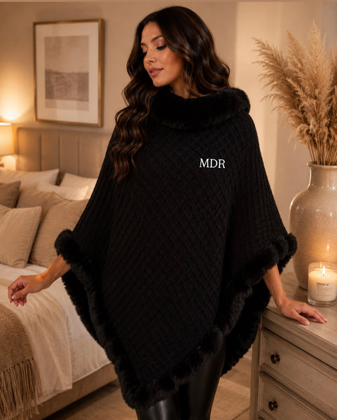 Limited Edition Faux Fur Poncho - Black