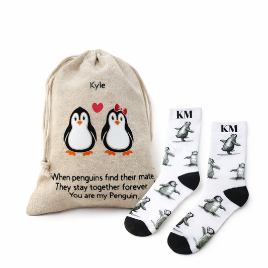 Men's Personalized Socks gift set -Penguin