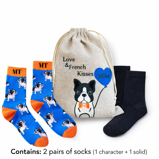 Men's Personalized Socks gift set - Love and French Kisses