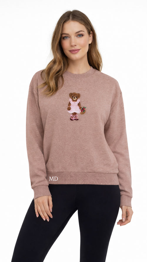 Ladies Bear Personalized Tracksuit Top - Beige