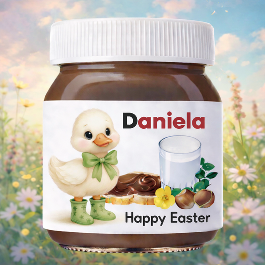 Personalized Nutella Jar - HAPPY EASTER DUCK