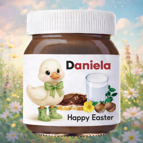 Personalized Nutella Jar - HAPPY EASTER DUCK