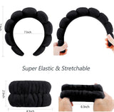 3 Piece Personalized Spa Headband Set for Facial care and makeup Removal -Black