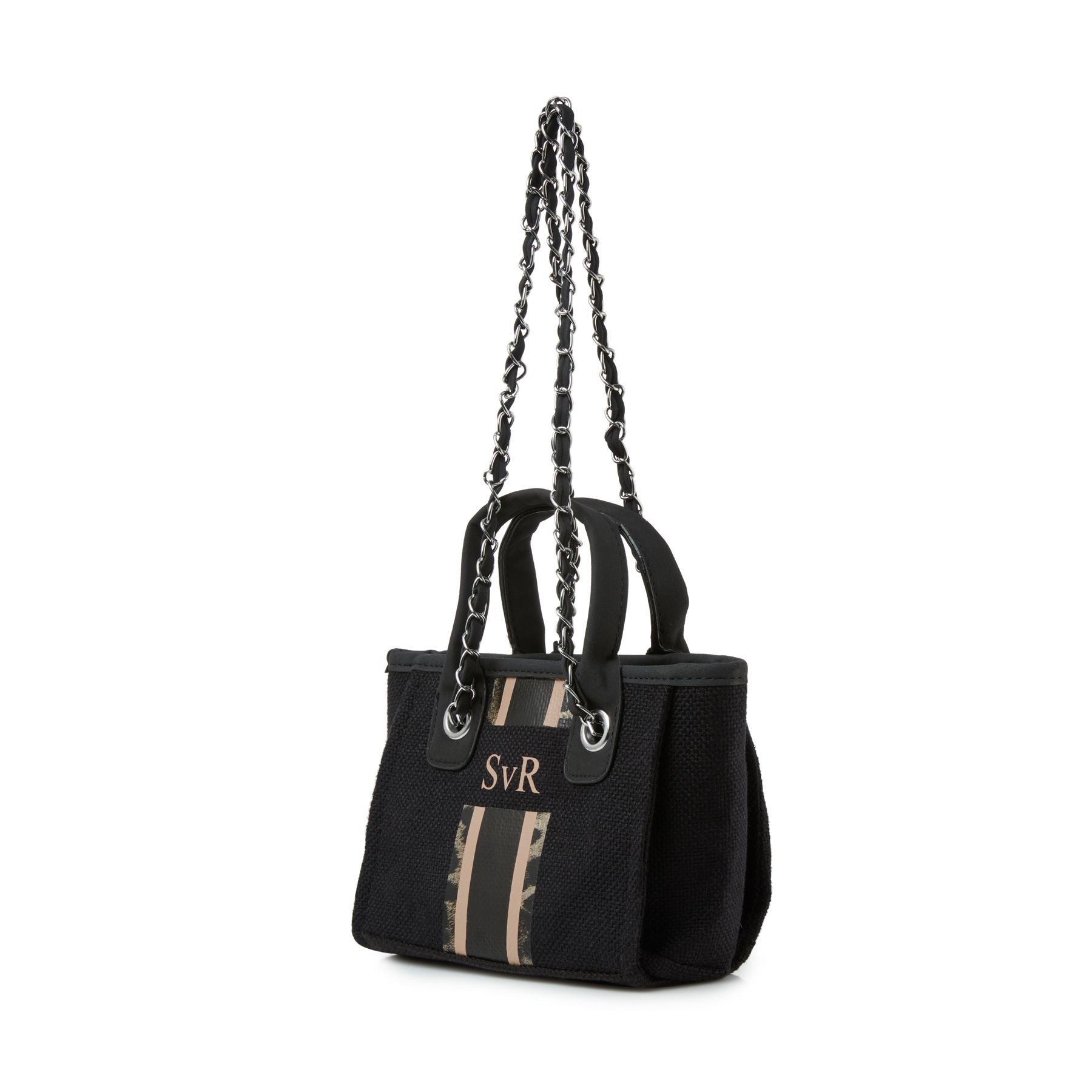 Mini pcd. Striped Canvas Tote Bag - Black