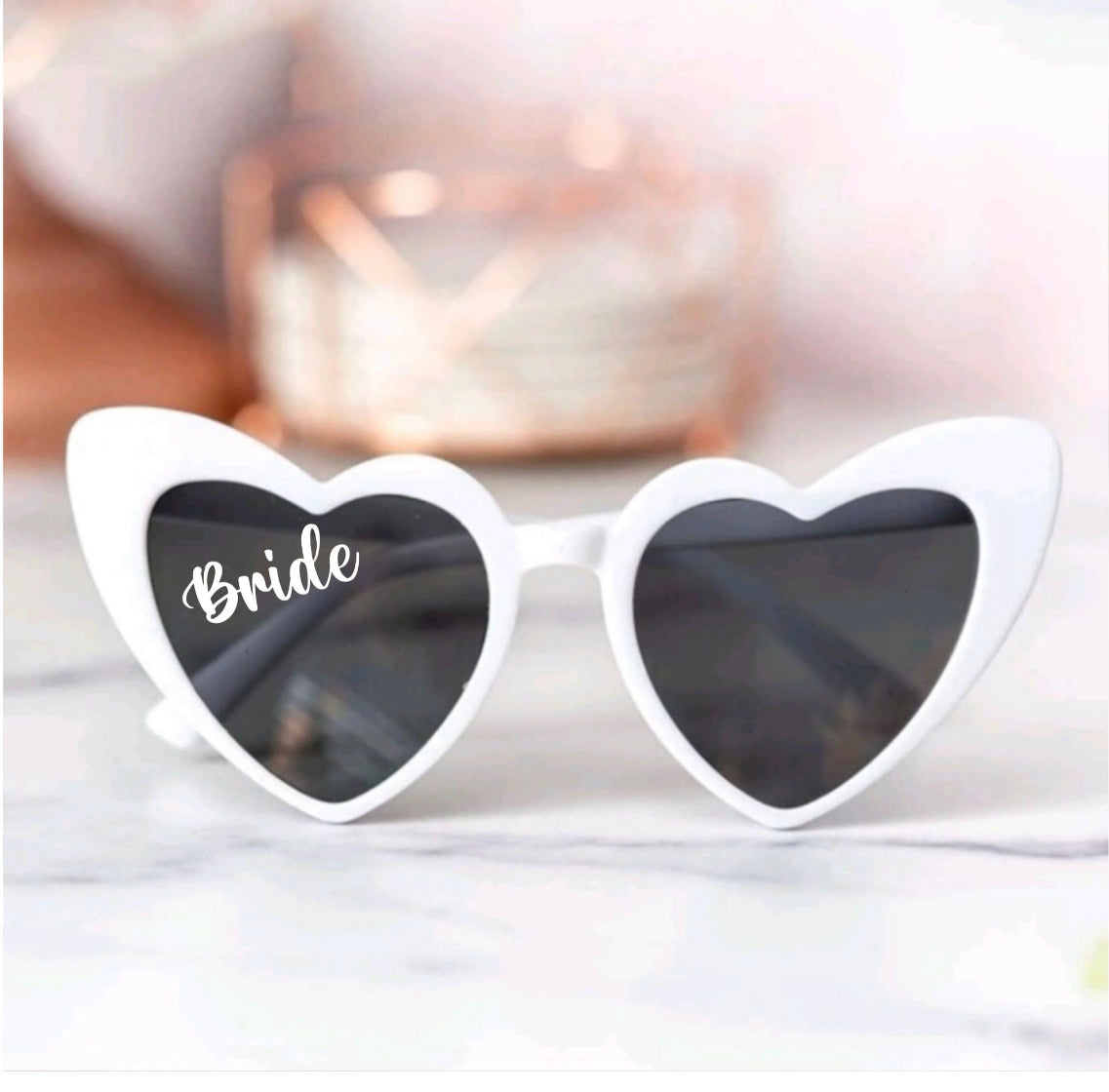 Custom Bridal Party Heart Shaped Sunglasses - white