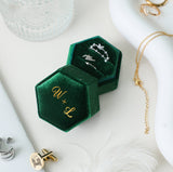 Emerald Green Personalized Double Slot Ring Box