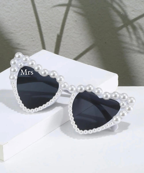 Pearl Encrusted Sunglasses - White