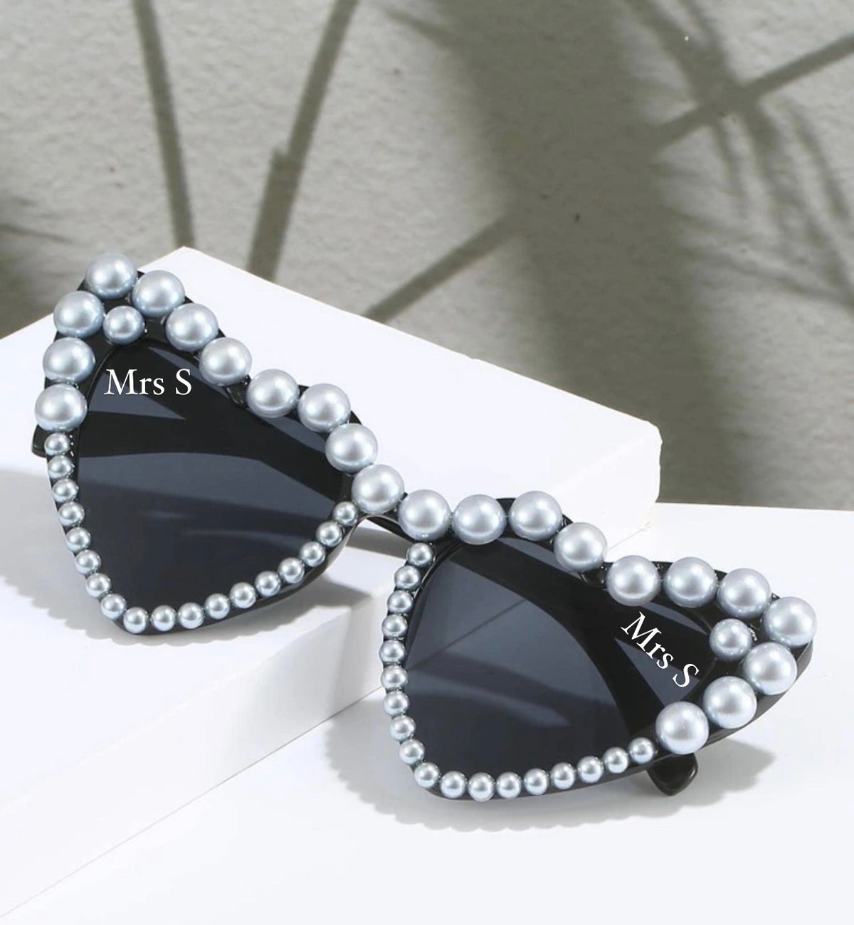 Pearl Encrusted Sunglasses - Black