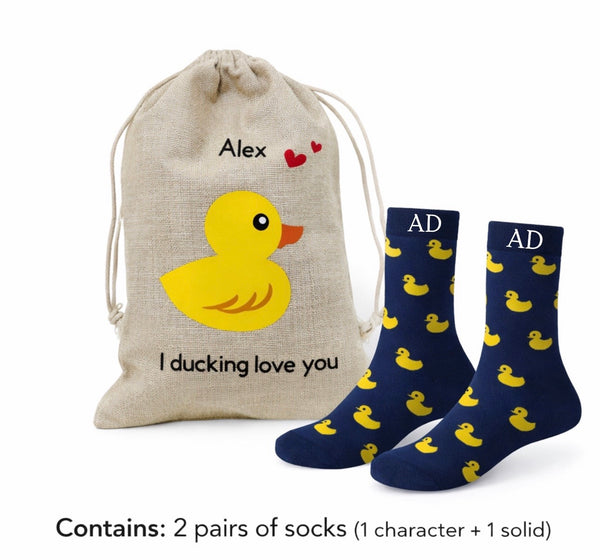 Men's Personalized Socks gift set - I ducking love you