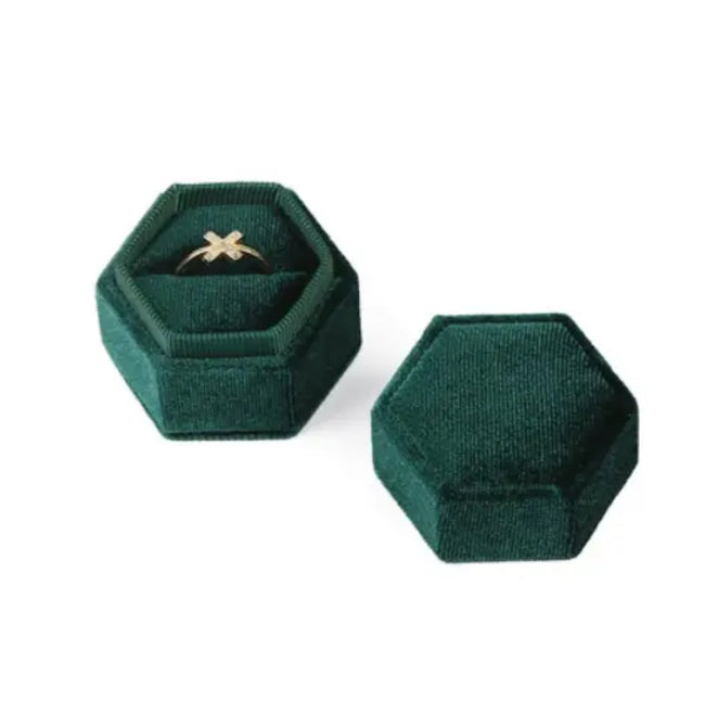 Emerald Green Personalized Double Slot Ring Box