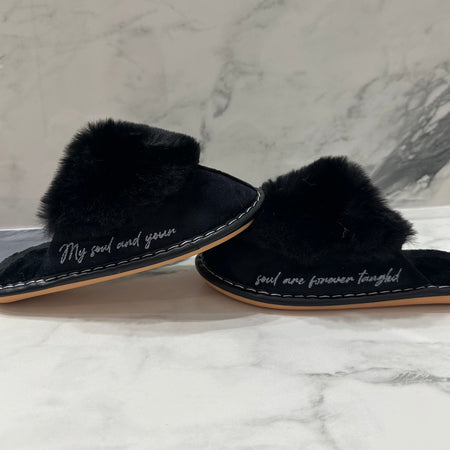 Suede Black Personalized Slip-on Slippers