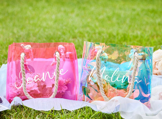 pcd. Personalized Neon Transparent Tote - Pink