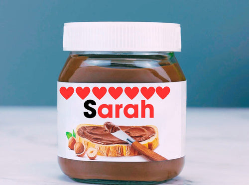 Personalized Nutella Jar - Solid Red Hearts