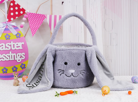 Personalized Easter Basket Jute Bag - Pink