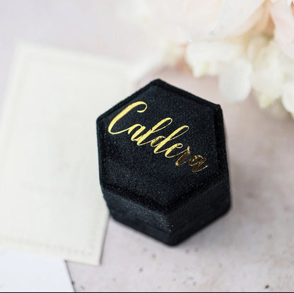 Black Personalized Double Slot Ring Box