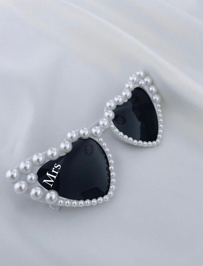 Pearl Encrusted Sunglasses - White