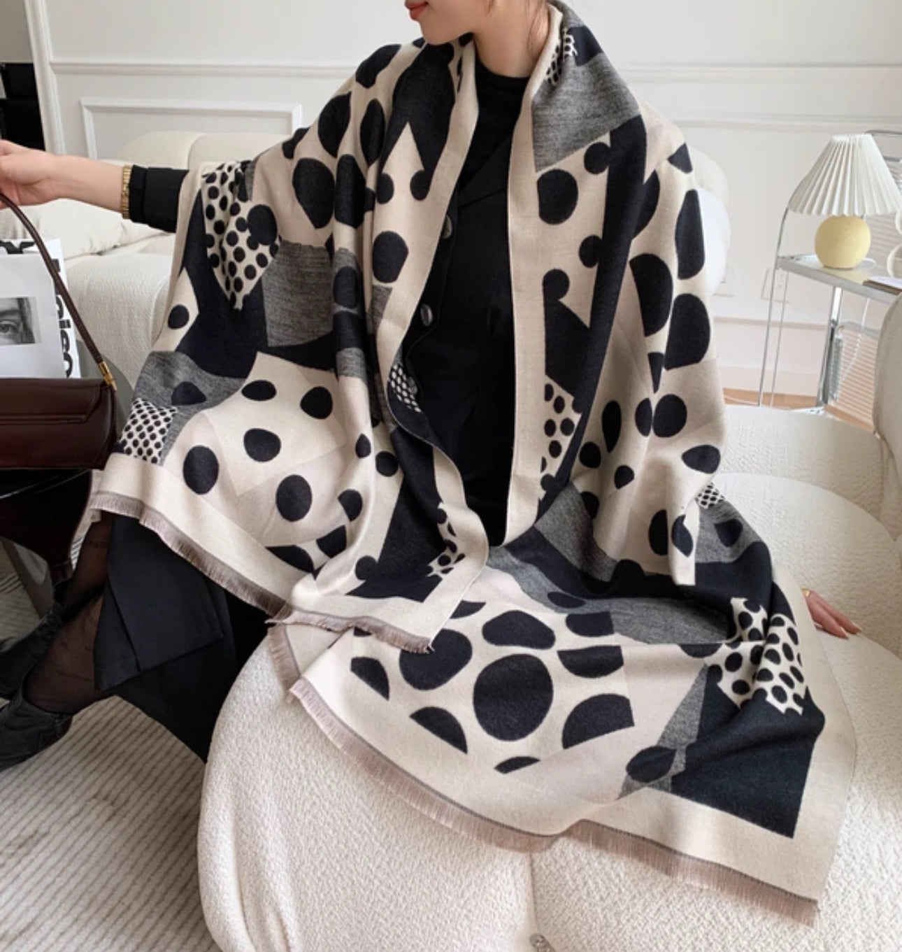 Polka Dot Cashmere blend Pashmina