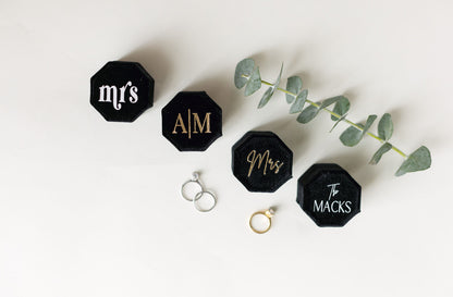 Black Personalized Double Slot Ring Box
