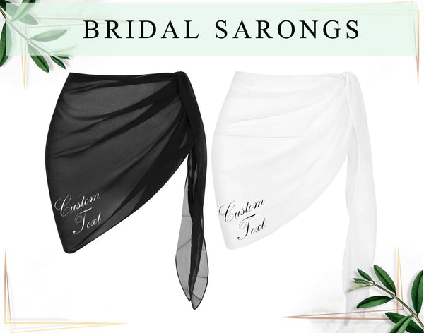Personalized Beach Wrap Sarong -Black