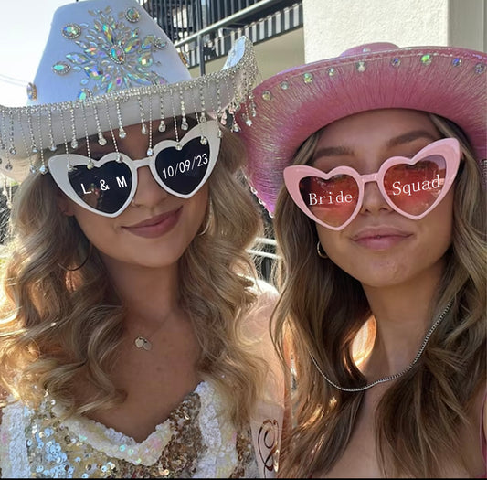 Custom Bridal Party Heart Shaped Sunglasses - Pink