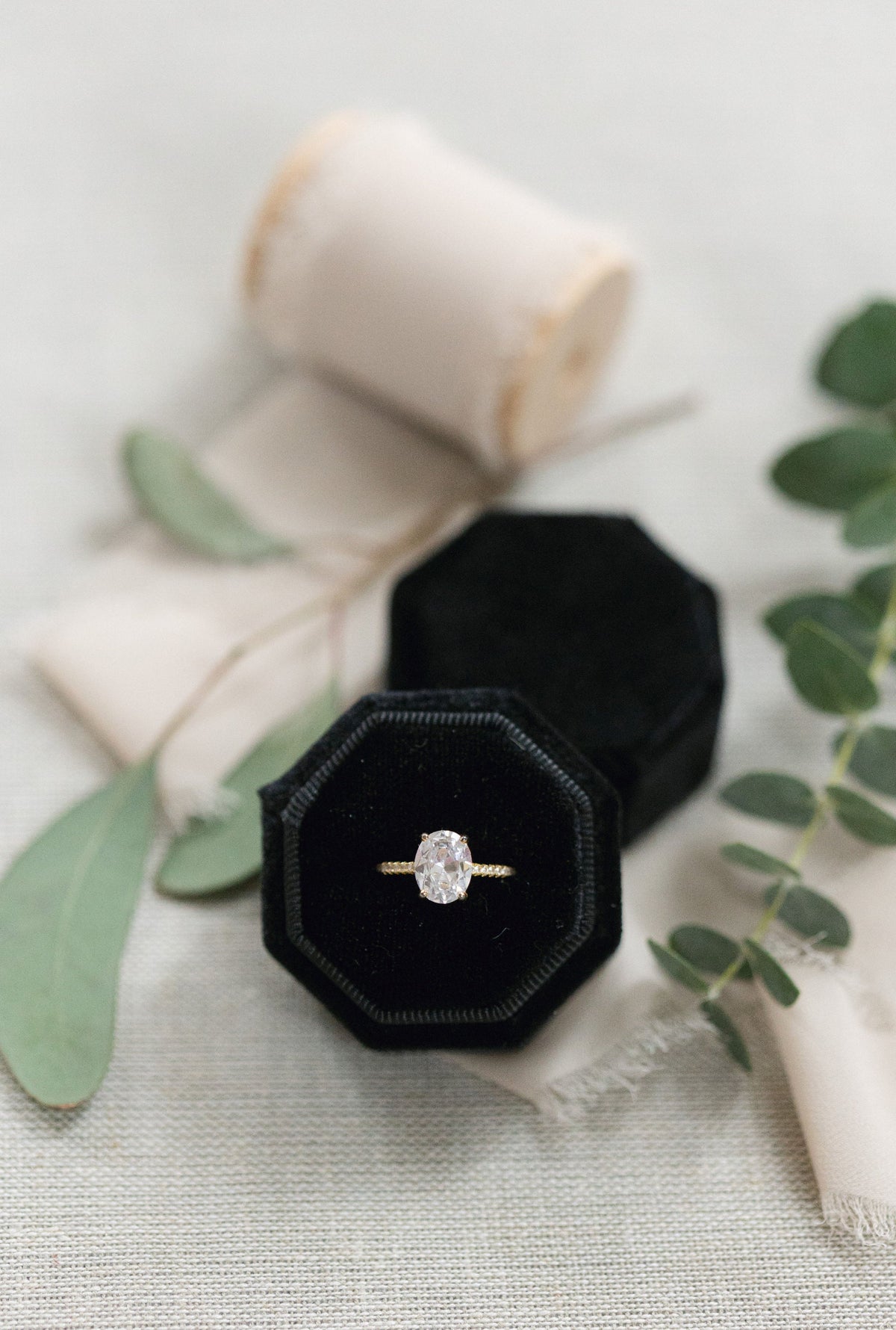Black Personalized Double Slot Ring Box