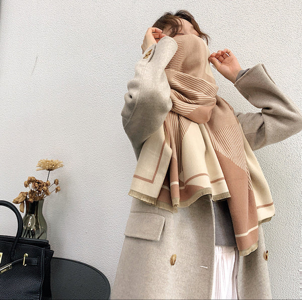 Beige/Nude Geometric Cashmere blend Pashmina