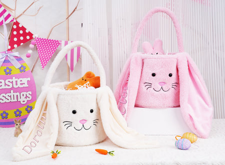 Personalized Easter Basket Jute Bag - BUNNY FACE