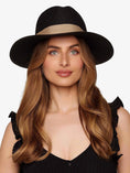 Load image into Gallery viewer, Black Personalized Fedora Hat with Nude Band
