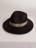 Load image into Gallery viewer, Black Personalized Fedora Hat with Nude Band
