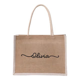 Large Burlap Tote - CREAM TRIM