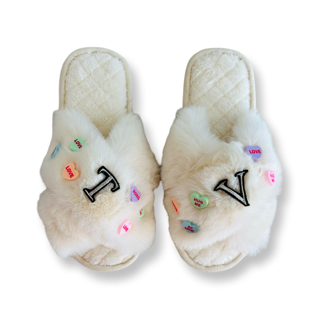 Valentines Day Slippers - White