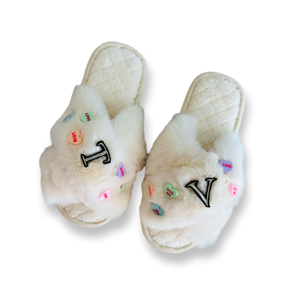 Valentines Day Slippers - White