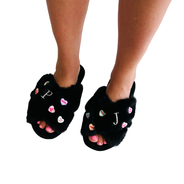 Valentines Day Slippers - Black