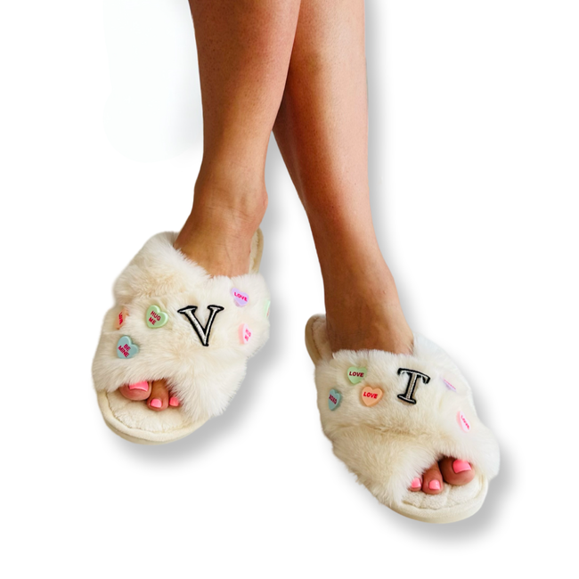 Valentines Day Slippers - White